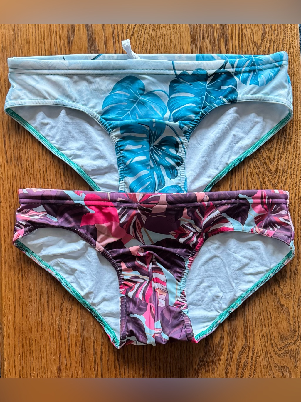 Men’s El Tuggle Swim Briefs (L) - Pinky Leaves And Soft Tropical
